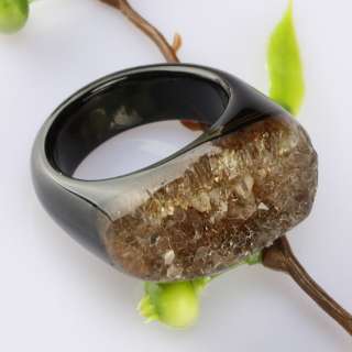 type drusy druzy geode crystal quartz black agate gemstone finger ring 