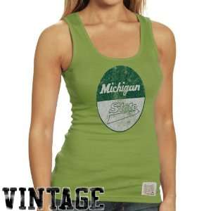   Green Distressed Racer Vintage Tank Top (Small)