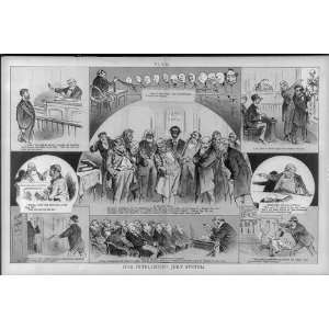   jury system,1879,Drawing,different scenes,Puck