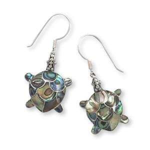  Paua Shell Turtle Sterling Silver Earrings Jewelry