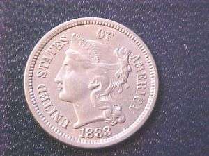 1888 Three Cent Nickel Uncirculated Gem Mintstate~  