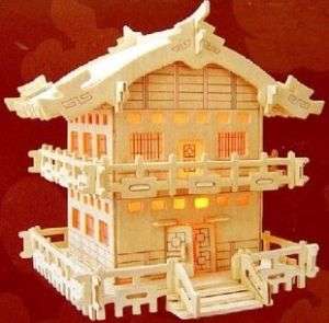 wooden dollhouse villa model wood house Japan lighting  