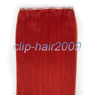 20 inch long PU skin weft remy human hair 36 wide, 55gr #Red