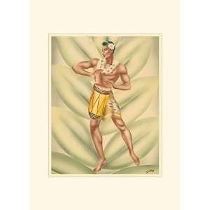  Drummer, Polynesian Culture Note Card by Eric Gill, 5x7 