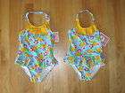 Twin girls PINEAPPLE HAWAIIAN FLOWERS bathing swim suits NWT 5T