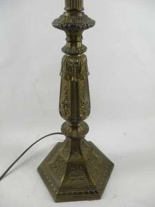 ANTIQUE SLAG GLASS FIGURAL ORNATE TABLE LAMP  