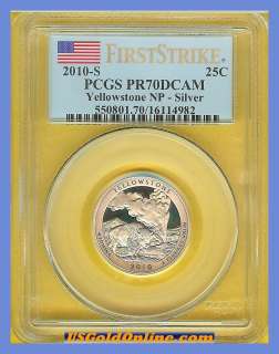 2010 S Yellowstone Proof Washington Silver Quarter PCGS PR70 FIRST 
