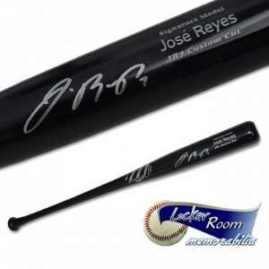 Jose Reyes Autographed Baseball Bat   Black Marucci   Autographed MLB 