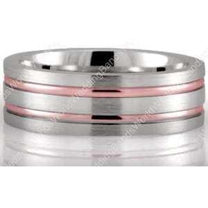  Two Tone Wedding Bands in Platinum & 18K Gold 6.00mm Satin 