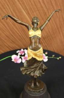 Signed Art Deco Dancer by Philippe Bronze Marble Statue Figurine Art 