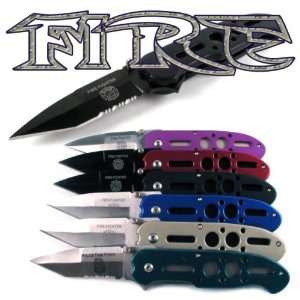 Black Fire Fighter Pocket Knife Stainless Steel  Sports 