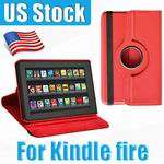 360 Rotating Leather Case Cover Stand Pink for  Kindle Fire 7 
