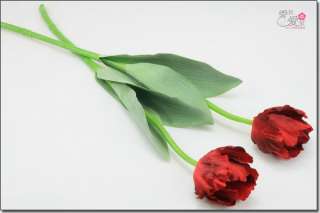   RED WHITE PURPLE PINK ARTIFICIAL WEDDING SILK TULIP FLOWER BUSH  