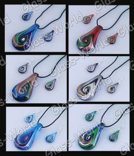 12sets Drop Lampwork Glass Pendant Necklaces+Earrings  