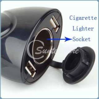 Dual USB Car Lighter Cigarette Charger+Extra 12V Outlet  