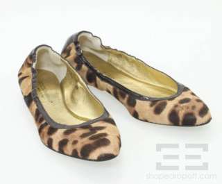 Dolce & Gabbana Leopard Print Pony Hair & Brown Eel Ballet Flats Size 