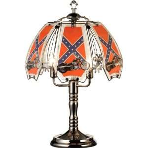 23.5h Glass Confederate Motorcycle with Flag Theme Black Chrome Base 