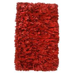 Premium Leather Red Shag Rug (36 x 56)  