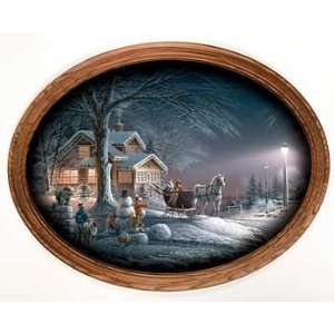 Winter Wonderland Collage Oval oak By Terry Redlin 