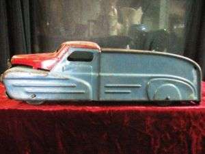 VINTAGE RED BLUE TOY TIN TRUCK  