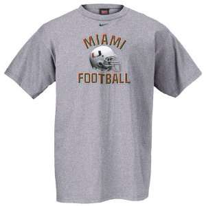 Nike Miami Hurricanes Grey Football Helmet T shirt  Sports 