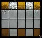 ARTS & CRAFTS AMBER ANTIQUE STAINED GLASS WINDOW