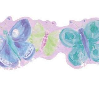 Wallpaper Border Watercolor Lavender Purple Butterflies  