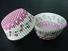48pcs Pink ginham floral baking cups cupcake liners