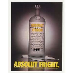  1997 Absolut Fright Citron Vodka Bottle Wet Itself Print 
