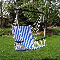 Deluxe Blue and White Hanging Swing Chair  