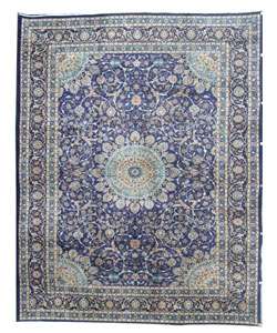 Iranian Kashan Hand knotted Navy Rug (10 x 13)  