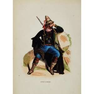  1844 Print Costume Italian Peasant Man Calabria Italy 