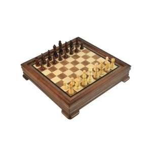  5 in 1 Walnut & Maple Chess Game Set Checkers, Chess 