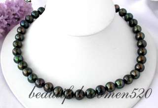 17 12mm round Tahitian black freshwater pearl necklace  