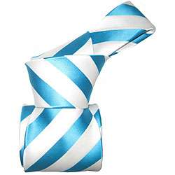Dmitry Mens Italian Silk Turquoise Diagonal Striped Tie   