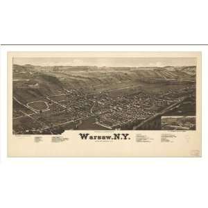 Historic Warsaw, New York, c. 1885 (L) Panoramic Map Poster Print 
