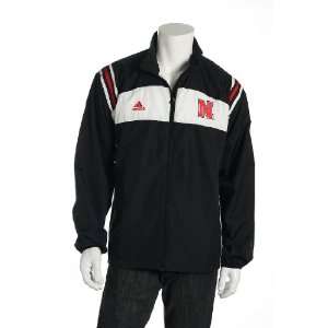Adidas University of Nebraska Lincoln UNL Solid Black White and Red 