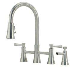   Fiore Brushed Nickel Pullout Bridge Kitchen Faucet  