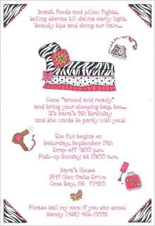 12 Slumber Party Invitations, favors & thank you cards  