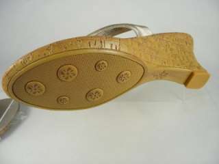 Life Stride Calypso Wedge Thong Sandal Shoe Gold NIB 017113167438 