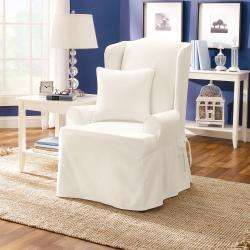 Sure Fit Twill Supreme Wing Chair Slipcover  