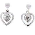 Sterling Silver Diamond Accent Open Heart Dangle Hoop Earrings 
