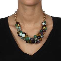 Carolee Lux Goldplated Think Green Multi gemstone Necklace 