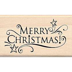 Inkadinkado Merry Christmas Wood mounted Rubber Stamp   