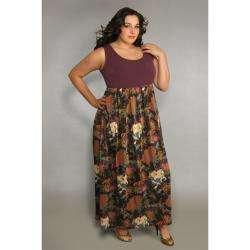 INES Collection Womens Plus Size Floral Maxi Dress  