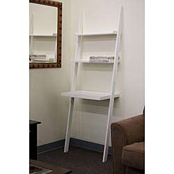 Leaning Ladder White Laptop Desk and Book Shelf  