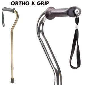   Ortho K Grip Offset Handle Cane with Wrist Strap Health & Personal