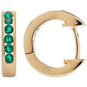  Emerald hoop earrings in 14kt yellow gold 0.34cts Amoro Jewelry