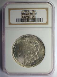 1921 Morgan Silver Dollar Coin NGC MS 64  
