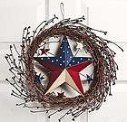 Americana Door Wreath with Painted Metal Stars, Grapevines, & Faux 